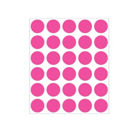 NEVS 3/4" Color Coding Dots Pink Flr - Sheet Form DOT-34M Pink Flr